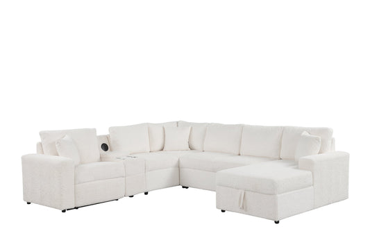Hunter Sleeper Sectional with Storage, Pull-Out Bed & Bluetooth Speaker | White