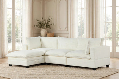 Alder Thin Corduroy Modular Sectional | Ivory