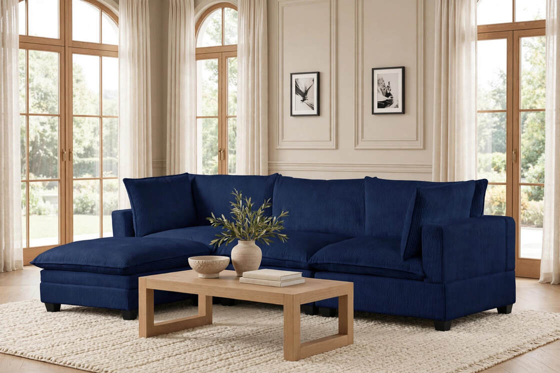 Alder Thin Corduroy Modular Sectional | Navy Blue