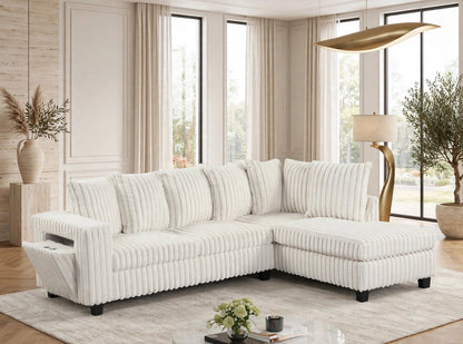 Marlow Sectional with Pull-Out Cupholder | Cream