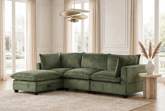 Alder Thin Corduroy Modular Sectional | Olive Green