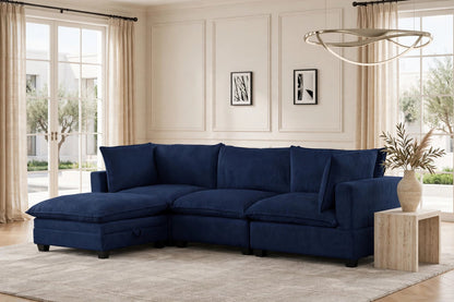 Alder Thin Corduroy Modular Sectional | Navy Blue