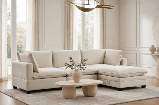 Lennox Velvet Modular Sectional | Ivory