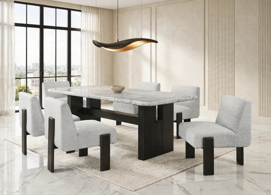 Diva 7-Piece Genuine Marble Dining Set