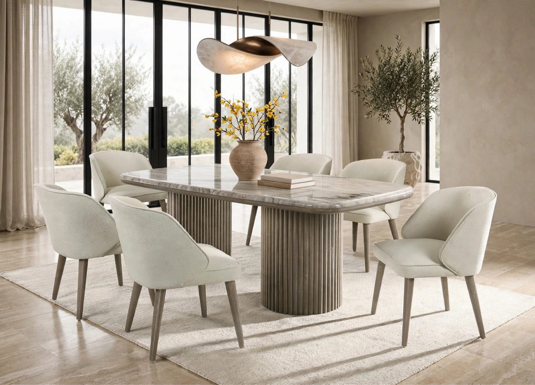 Samara 7-Piece Genuine Marble Dining Set