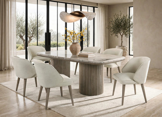 Samara 7-Piece Genuine Marble Dining Set