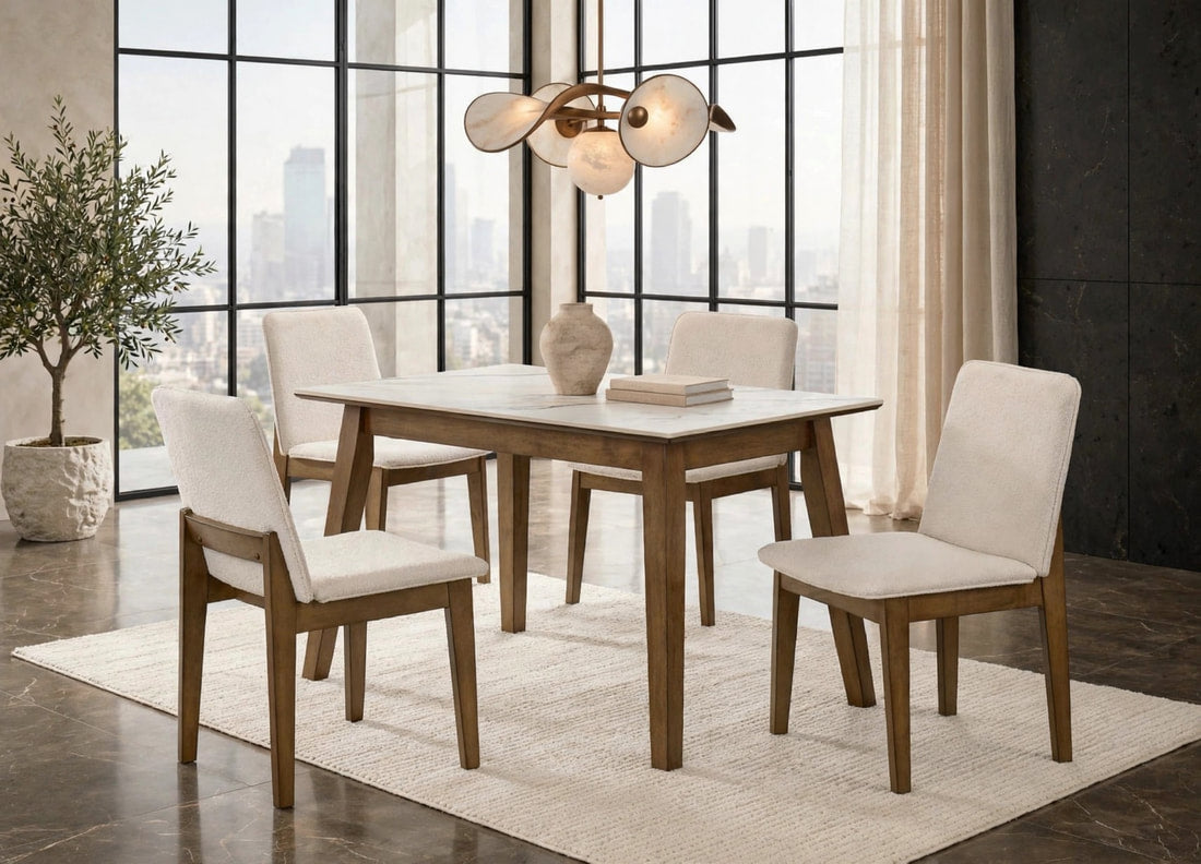 Alden 5-Piece Dining Set | Brown & Cream