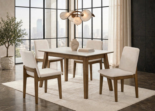 Alden 5-Piece Dining Set | Brown & Cream