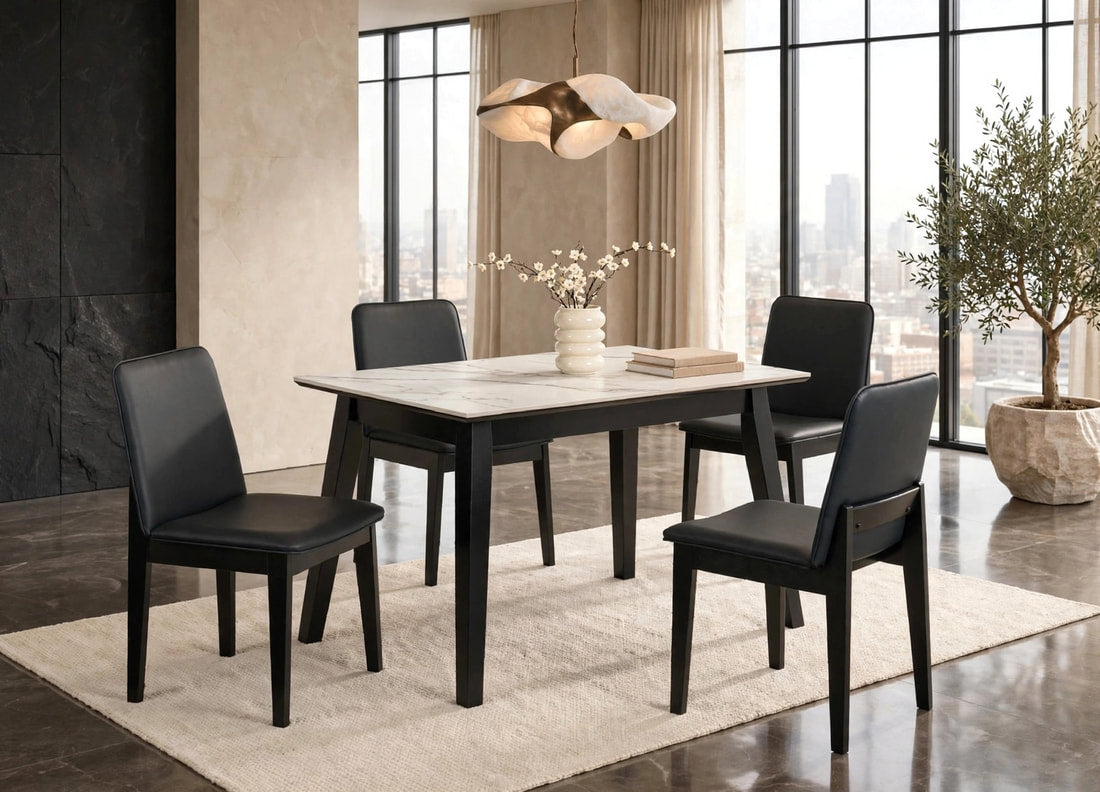 Alden 5-Piece Porcelain Dining Set | Black