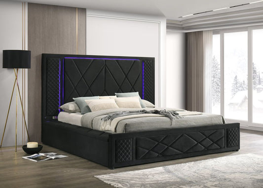 Lorenzo Black Platform Bed (w/ LED LIGHTS & BLUETOOTH SPEAKERS
