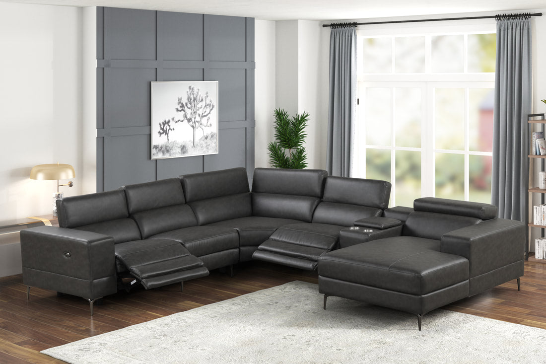 MILANO BLACK - 6PC Power Reclining Sectional