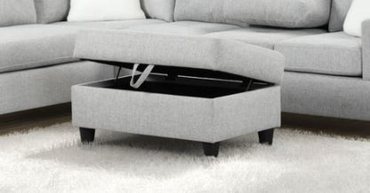 Rocket Reversible Sectional with Drop-Down Table & Storage Ottoman – Charcoal / Gray