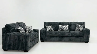 Maverick Collection — Charcoal Corduroy Sofa & Loveseat
