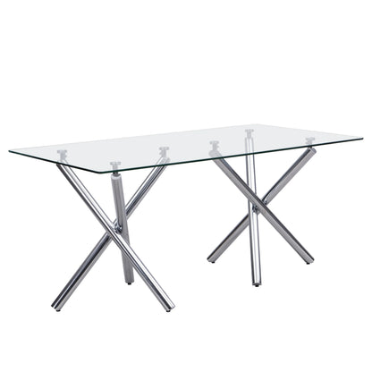 Axis 7-Piece Glass Dining Set | Gray & Chrome