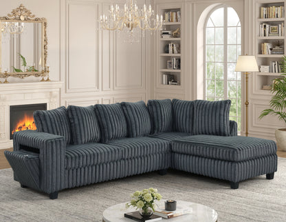 Marlow Reversible Sectional with USB Charging & Cupholders | Gray