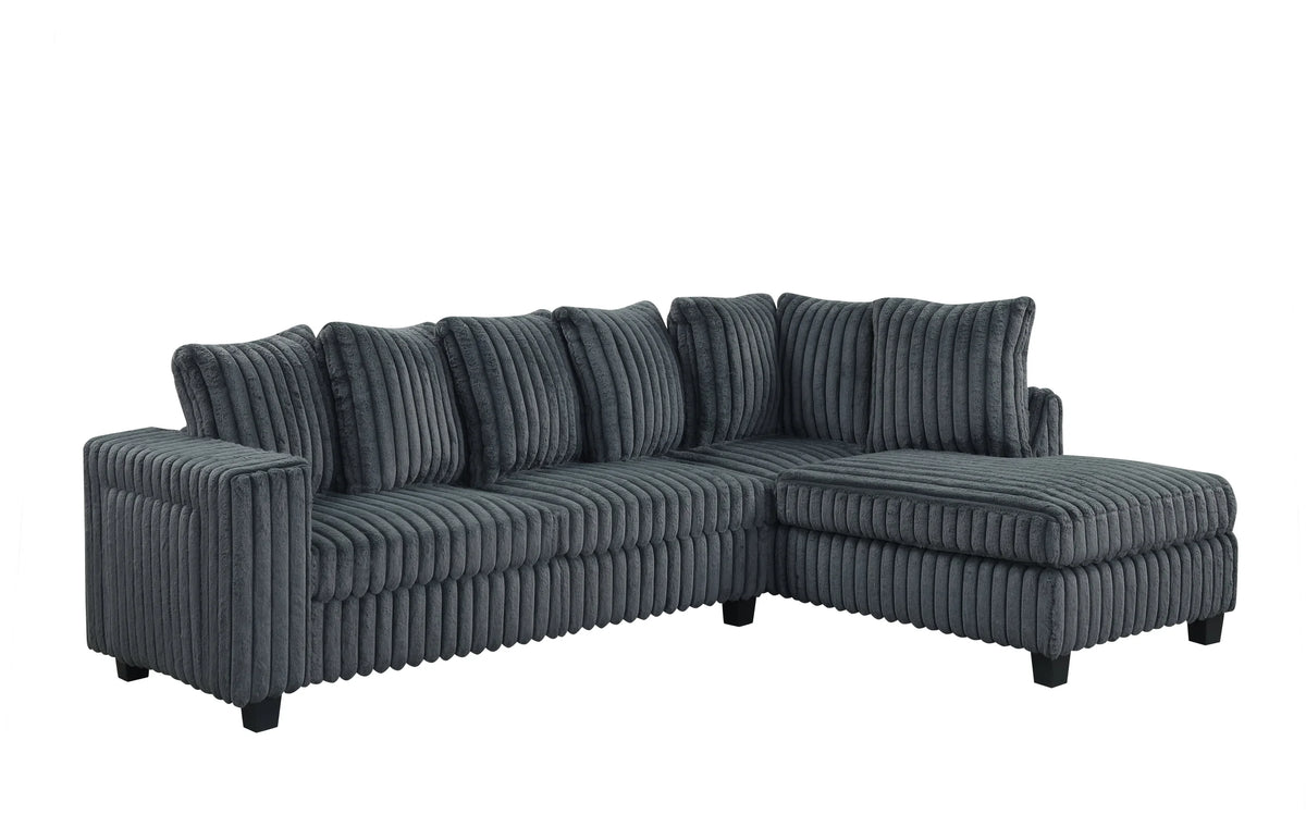 Marlow Reversible Sectional with USB Charging & Cupholders | Gray