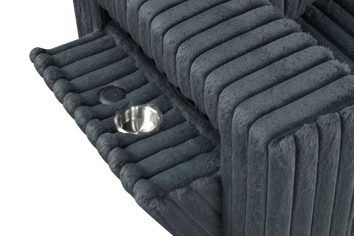 Marlow Reversible Sectional with USB Charging & Cupholders | Gray