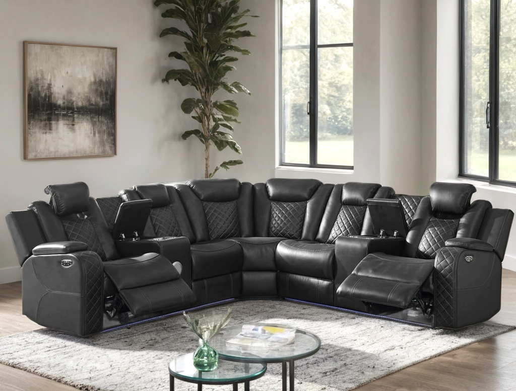 Spaceship Black Power Reclining Sectional